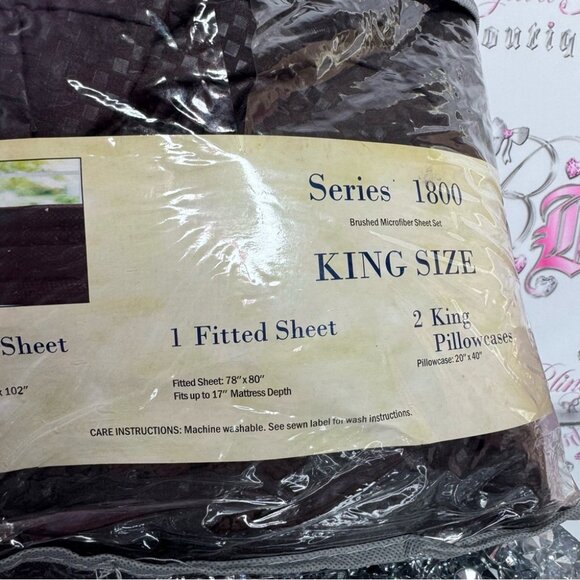 Lavish home king bed sheets set fitted sheet top sheet and 2 king pillowcases - Picture 6 of 6